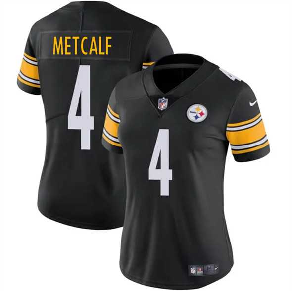 Women%27s Pittsburgh Steelers #4 DK Metcalf Black 2025 Vapor Stitched Jersey Dzhi->philadelphia eagles->NFL Jersey